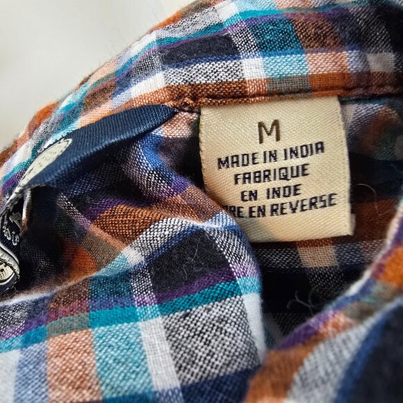 Salt Valley Shirt Mens Medium Blue Plaid Button Up Western Casual Lightweight - Picture 8 of 9